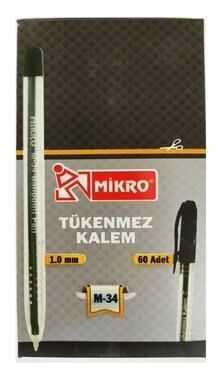 MİKRO SİYAH TÜKENMEZ KALEM PK:60 LI 1,0 MM M-34