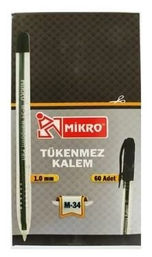 MİKRO SİYAH TÜKENMEZ KALEM PK:60 LI 1,0 MM M-34