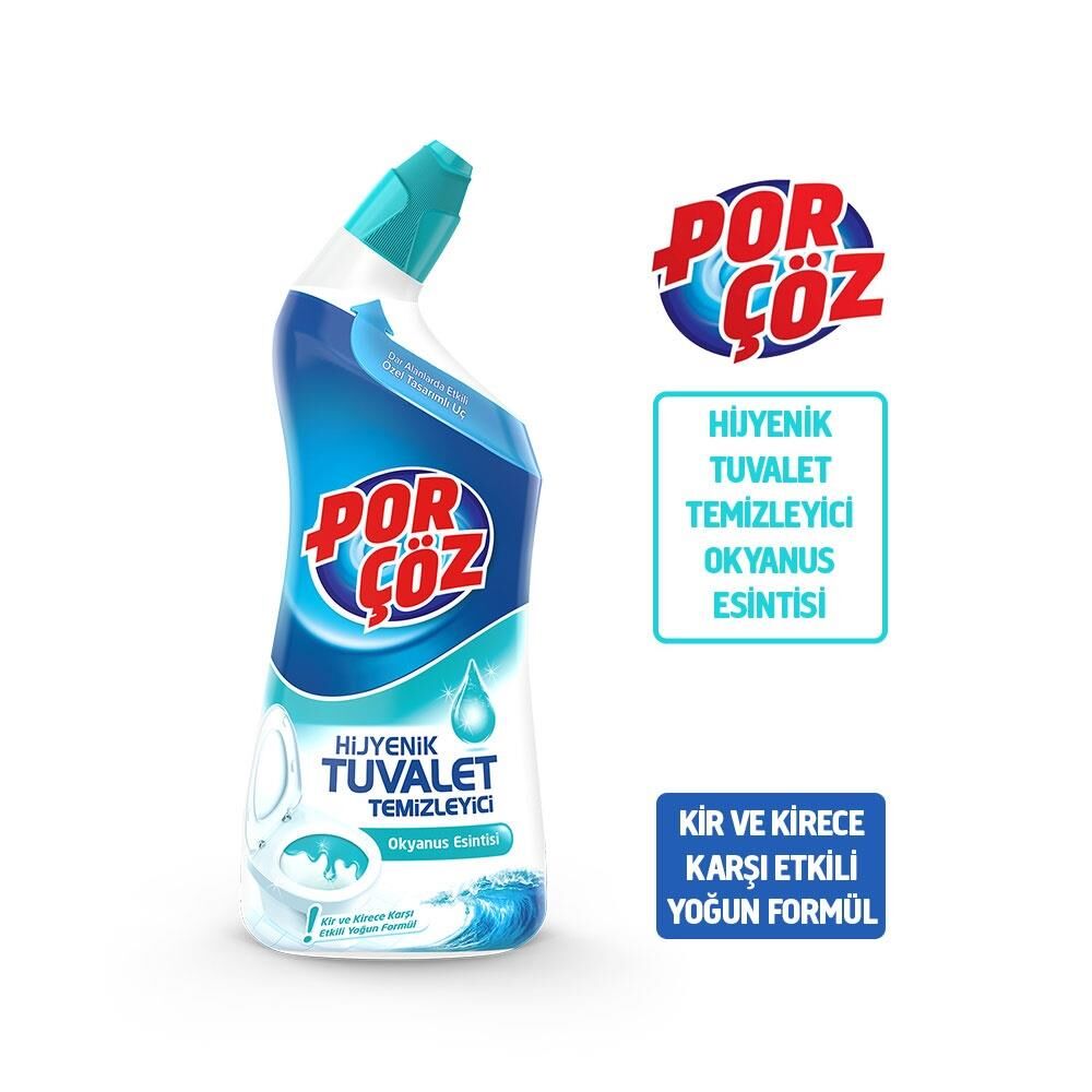 PORÇÖZ OKYANUS ESİNTİSİ HİJYENİK TUVALET TEMİZLEYİCİ JEL 750 ML WC TEMİZLEYİCİ OKYANUS ESİNTİSİ