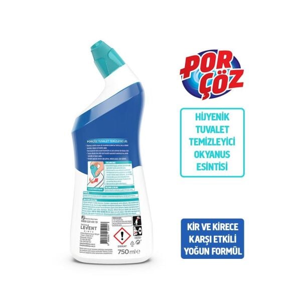 PORÇÖZ OKYANUS ESİNTİSİ HİJYENİK TUVALET TEMİZLEYİCİ JEL 750 ML WC TEMİZLEYİCİ OKYANUS ESİNTİSİ