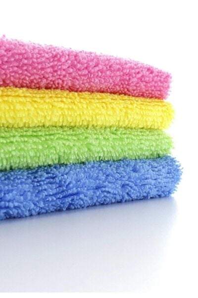 4 ADET SİLVER HOME 40*40 CM MICROFIBER BEZ 4*35 G 200 G./MSQ MİKROFİBER KURULAMA BEZİ OVERLOKLU