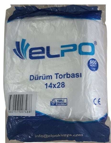 5000 ADET DÜRÜM POŞETİ ( DÜRÜM KILIFI ) ELPO & RNV (10 PAKET :500 LÜ) ASKILI 14*28 CM