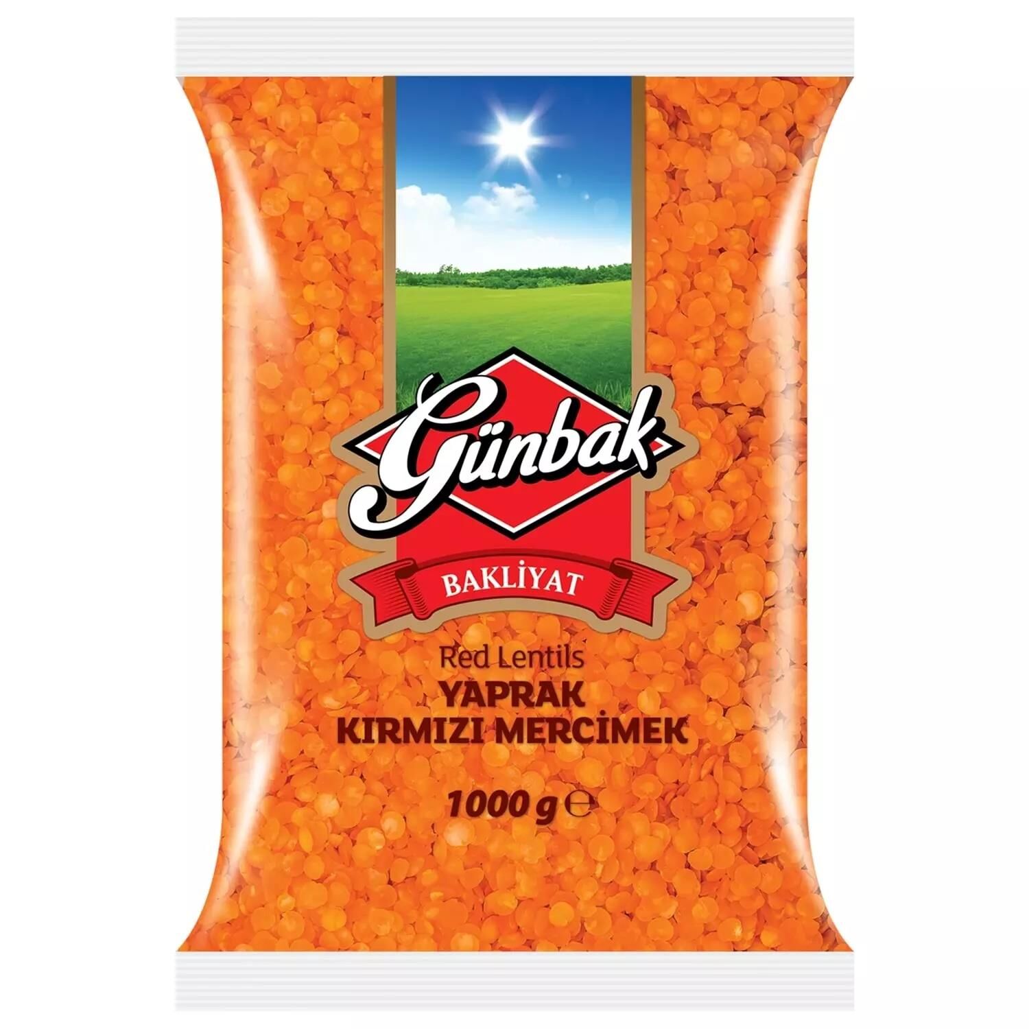 GÜNBAK KIRMIZI MERCİMEK YAPRAK YERLİ 1 KG