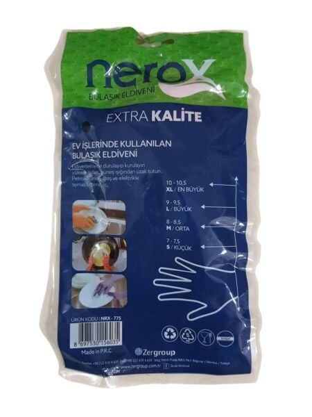BULAŞIK ELDİVENİ NO:9 -9,5 BÜYÜK - L KIRMIZI TEMİZLİK ELDİVENİ NEROX