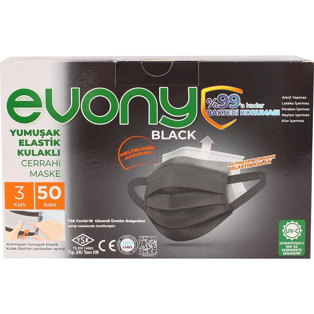 EVONY MASKE SİYAH PK:50 Lİ