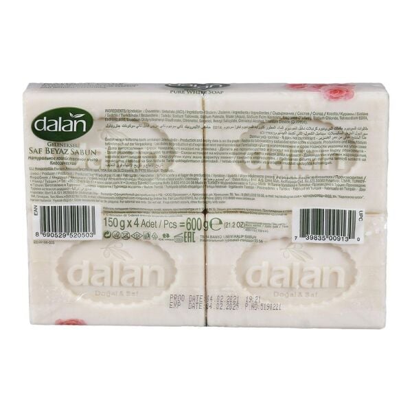 DALAN GELENEKSEL SAF BEYAZ BANYO SABUN PK :4*150 G. GÜL