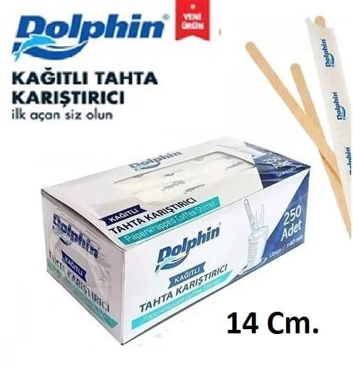DOLPHİN 14 CM KAĞIT SARGILI AHŞAP KARIŞTIRICI & TAHTA KARIŞTIRICI 250 Lİ PK