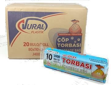 ÇÖP TORBASI JUMBO 80*110 SİYAH 400 G. KOLİ 20*10 LU VURAL J400