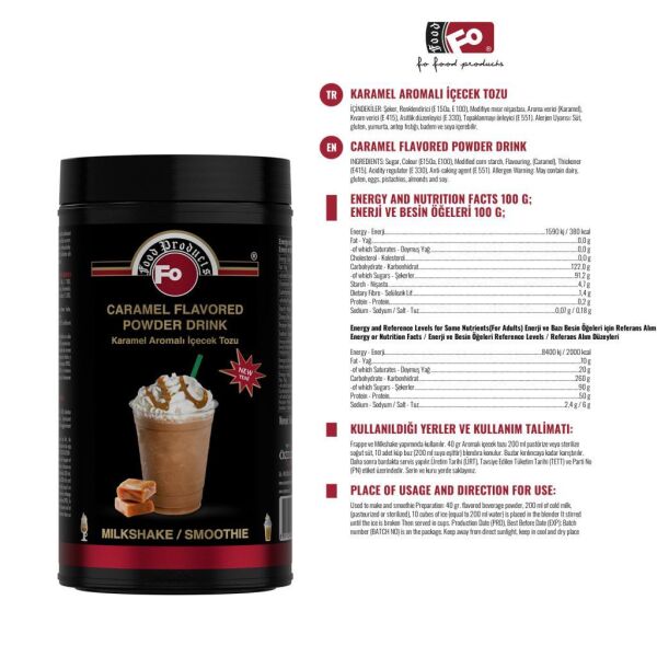 FO MİLK SHAKE KARAMEL 1 KG KAVANOZ