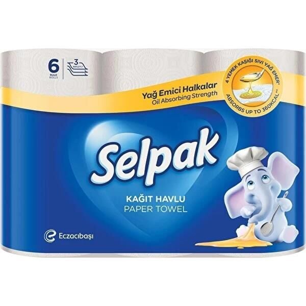 SELPAK 6 LI PK EXTRA KAĞIT HAVLU 3 KATLI YAĞ EMİCİ HALKALAR