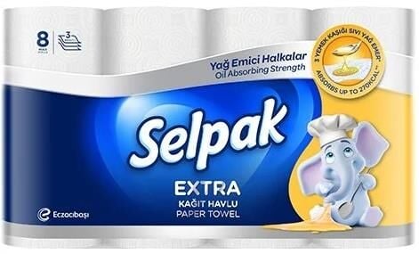 SELPAK 8 Lİ PK EXTRA KAĞIT HAVLU 3 KATLI YAĞ EMİCİ HALKALAR
