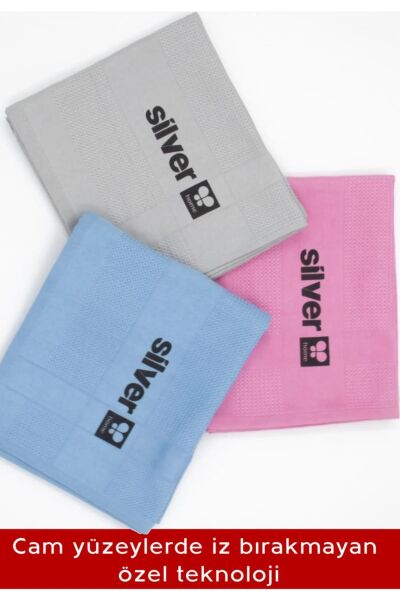 3 ADET SİLVER HOME MİKROFİBER DEKORATİF CAM BEZİ PK : 3 ADET BEZLER 42*68 CM BOYUTLARINDA