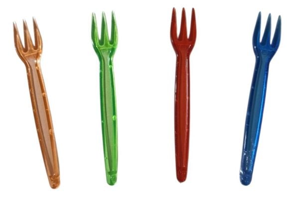 CİPS ÇATALI LÜKS PLASTİK 3 UÇLU 8,5 CM BOY PAKETLER 500 LÜ VE TEK RENKTİR