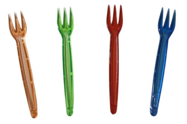 CİPS ÇATALI LÜKS PLASTİK 3 UÇLU 8,5 CM BOY PAKETLER 500 LÜ VE TEK RENKTİR