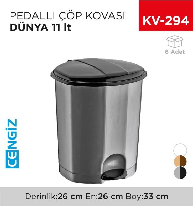PEDALLI ÇÖP KOVASI DÜNYA 11 LT. (01012) 26*26*33 CM RENK FARKLILIK GÖSTEREBİLİR