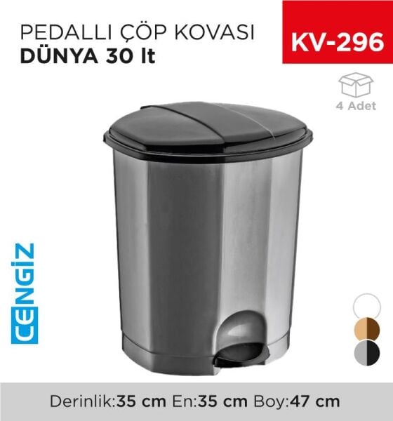 PEDALLI ÇÖP KOVASI DÜNYA 30 LT. (01014) 35*35*47 CM RENK FARKLILIK GÖSTEREBİLİR