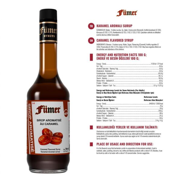 FÜMER KARAMEL AROMALI KOKTEYL SURUBU 700 ML