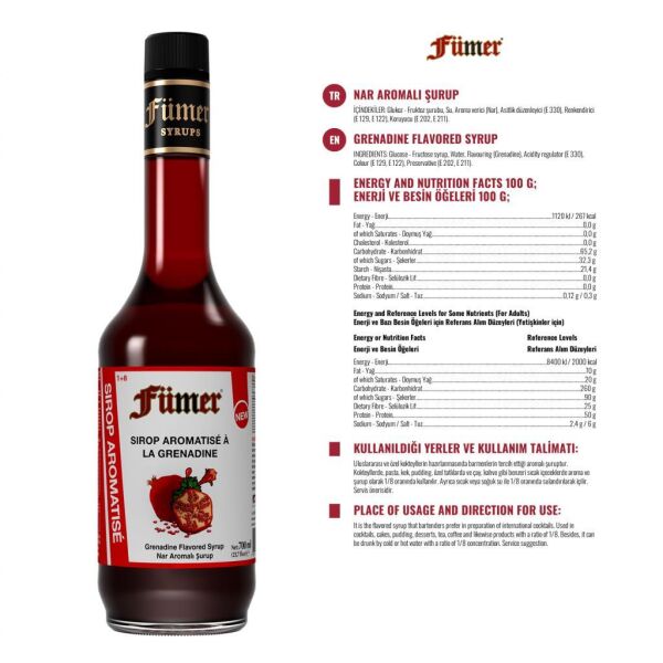 FÜMER NAR AROMALI KOKTEYL SURUBU 700 ML