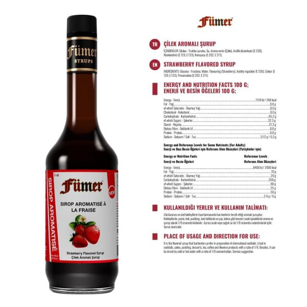 FÜMER ÇİLEK AROMALI KOKTEYL SURUBU 700 ML