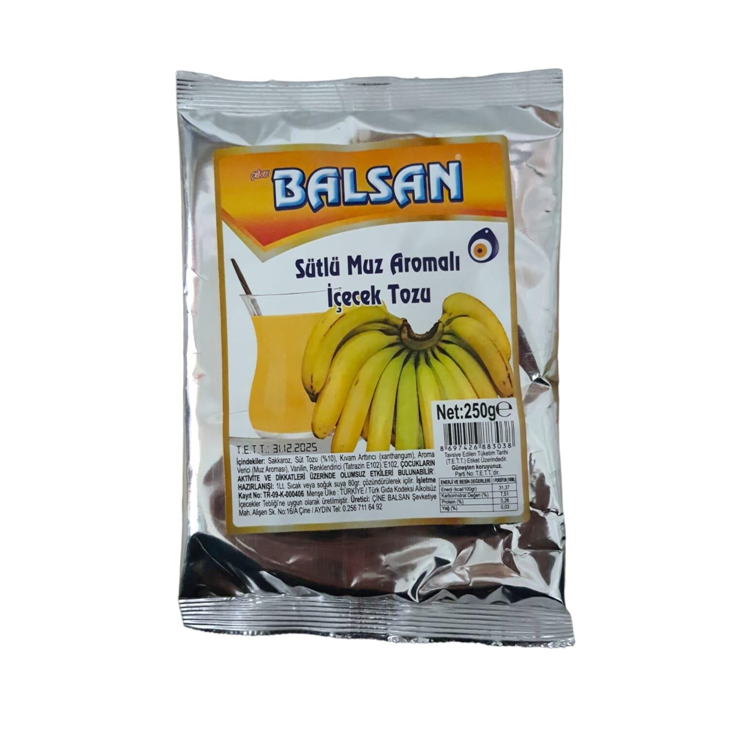 BALSAN TOZ SÜTLÜ MUZ 250 GR AROMALI İÇECEK TOZU