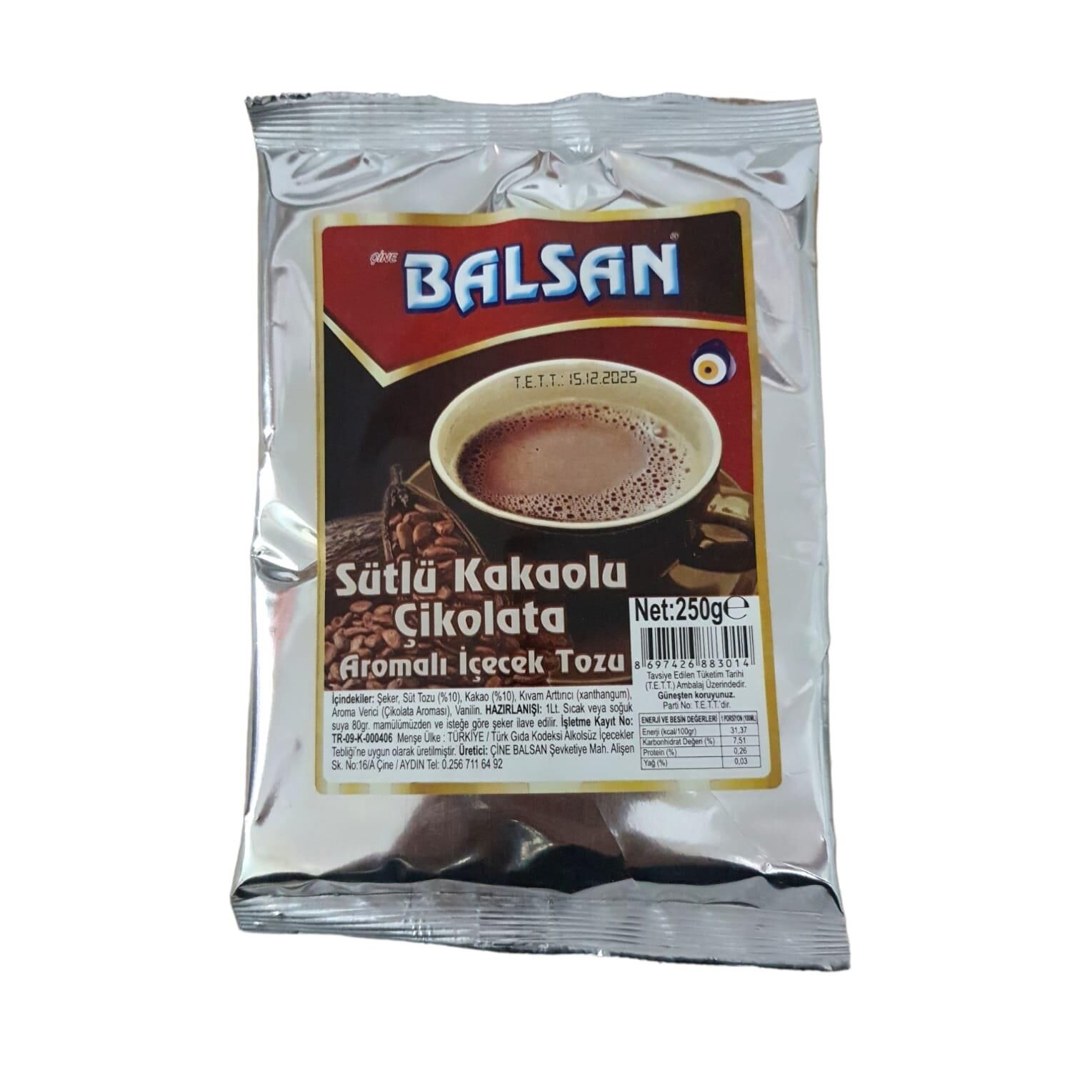 BALSAN TOZ SÜTLÜ KAKAO 250 G AROMALI İÇECEK TOZU