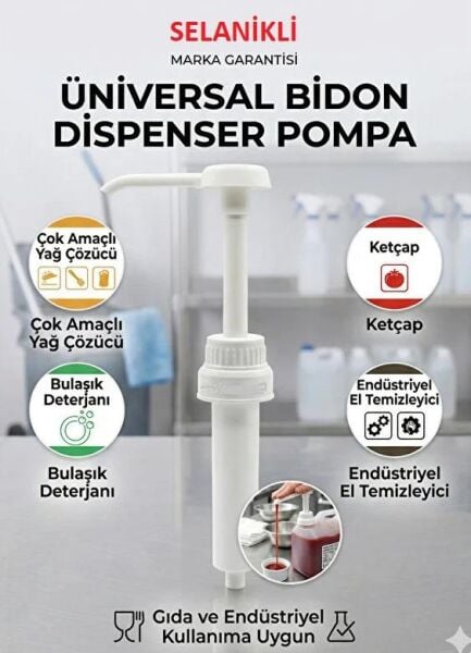 SELANİKLİ 5 LİTRE BİDON POMPASI (28+38 KAPAK) DETERJAN - SIVI SABUN - DEZENFEKTAN KETÇAP & MAYONEZ