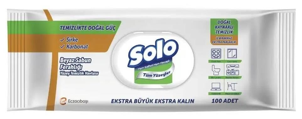 SOLO YÜZEY TEMİZLİK HAVLUSU KAPAKLI 100 LÜ PAKET BEYAZ SABUN FERAHLIĞI