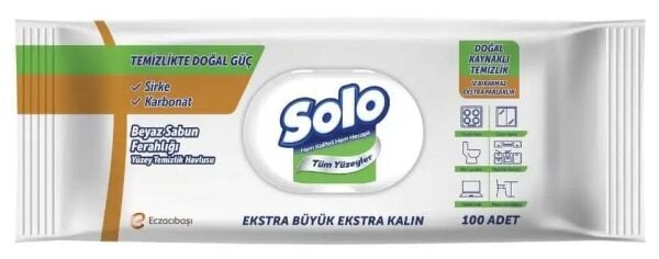 SOLO YÜZEY TEMİZLİK HAVLUSU KAPAKLI 100 LÜ PAKET BEYAZ SABUN FERAHLIĞI