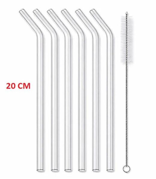 SELANİKLİ 6 ADET EĞİMLİ SAĞLAM CAM PİPET + 1 ADET FIRÇA (PİPETLER 22 CM VE ŞEFFAFTIR)