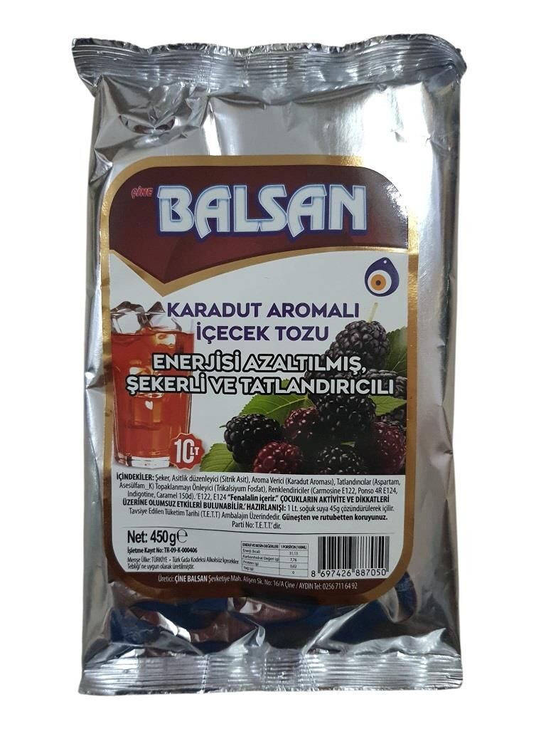 BALSAN 450 G. KARADUT AROMALI İÇECEK TOZU 10 LT. SU İÇİNDİR