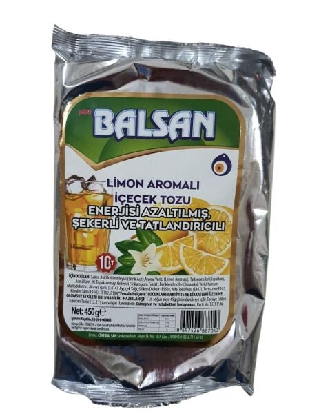 BALSAN 450 G. LİMON AROMALI İÇECEK TOZU 10 LT. SU İÇİNDİR