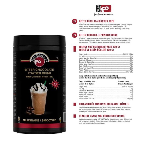 FO MİLK SHAKE ÇIKOLATA 1 KG KAVANOZ