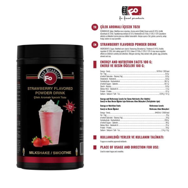 FO MİLK SHAKE ÇİLEK 1 KG KAVANOZ