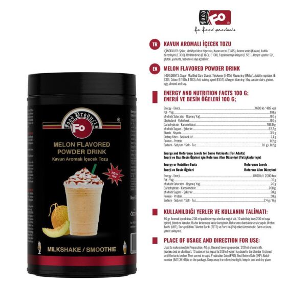FO MİLK SHAKE KAVUN 1 KG KAVANOZ