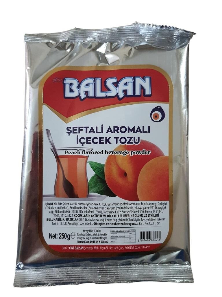 BALSAN TOZ ŞEFTALİ 250 GR AROMALI İÇECEK TOZU