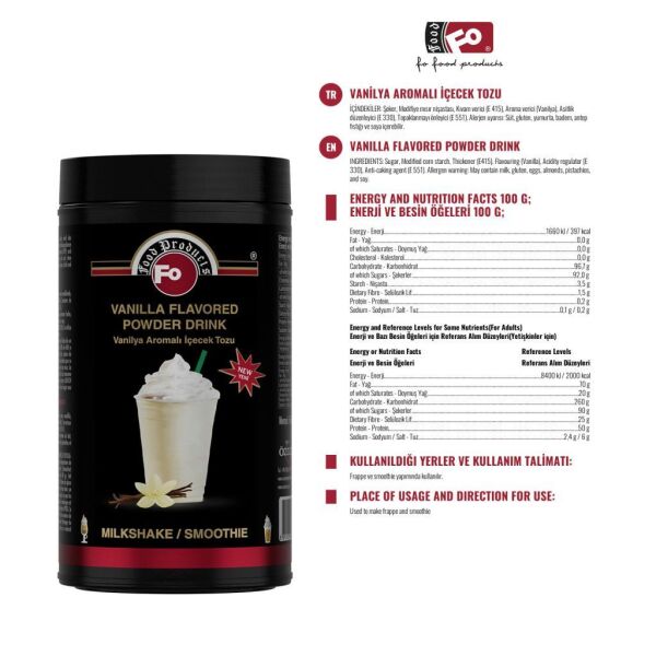 FO MİLK SHAKE VANİLYA 1 KG KAVANOZ