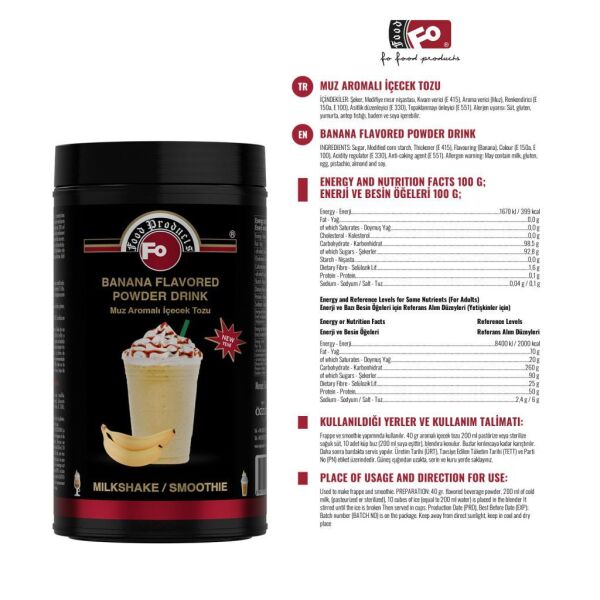 FO MİLK SHAKE MUZ 1 KG KAVANOZ