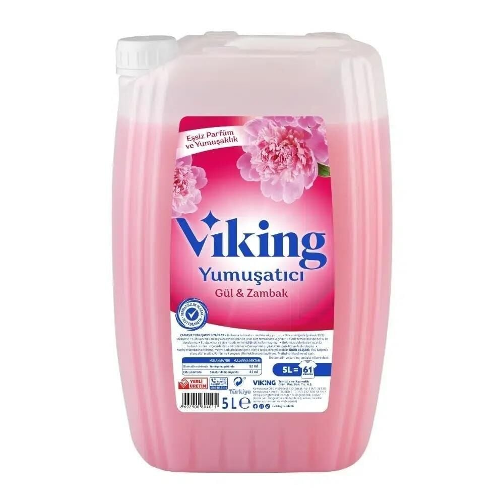 VİKİNG YUMUSATICI 5 L PEMBE GÜL VE ZAKKUM & ROMANTİK 61 YIKAMA