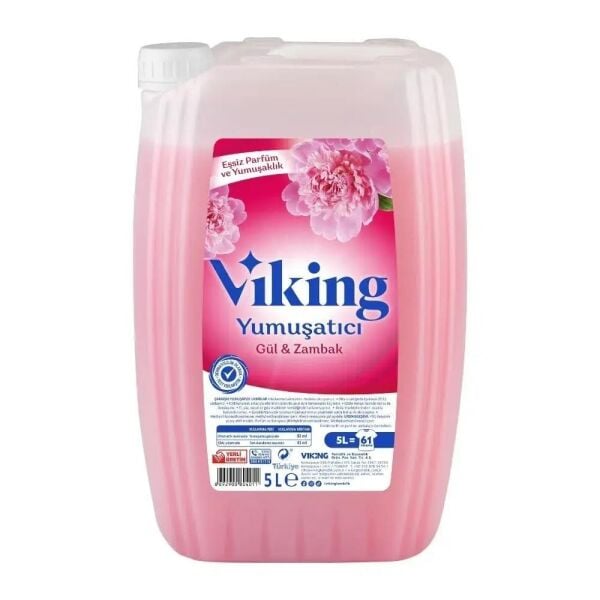 VİKİNG YUMUSATICI 5 L PEMBE GÜL VE ZAKKUM & ROMANTİK 61 YIKAMA