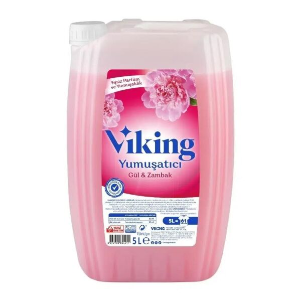 VİKİNG YUMUSATICI 5 L PEMBE GÜL VE ZAKKUM & ROMANTİK 61 YIKAMA