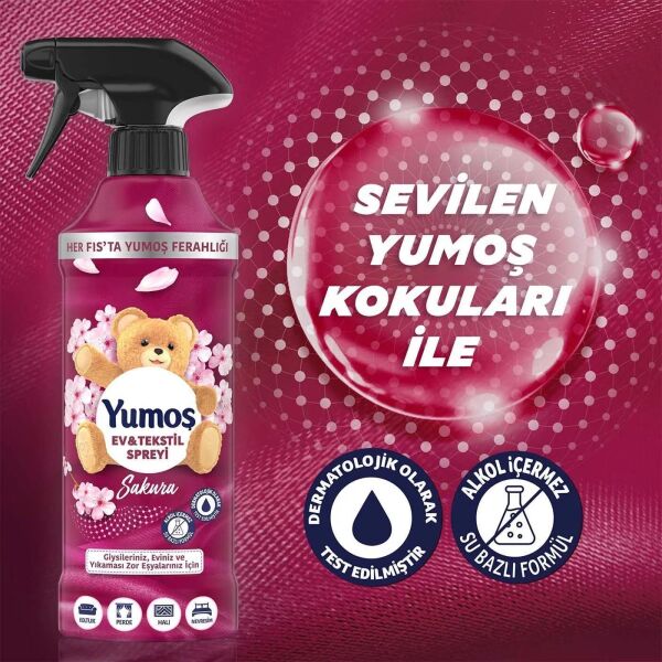 YUMOŞ 450 ML SAKURA BORDO ODA SPREY GİYSİ, EV VE YIKAMASI ZOR EŞYALAR İÇİN