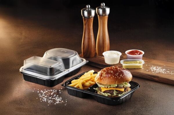 FOLYOTERM HAMBURGER KABI KASE SİYAH - KAPAK ŞEFFAF ( 60 KASE + 60 KAPAK ) FT280 - FT281