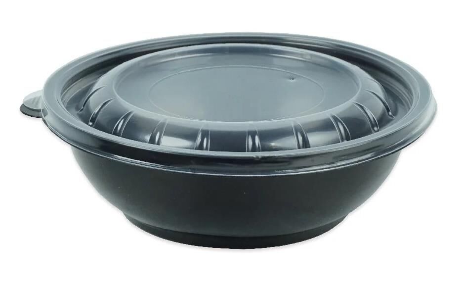 FOLYOTERM 750 G. SERVİS VE SALATA KASE SİYAH - KAPAK ŞEFFAF ( 50 KASE + 50 KAPAK ) FT726 + FT724