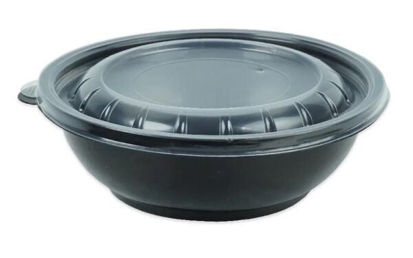 FOLYOTERM 750 G. SERVİS VE SALATA KASE SİYAH - KAPAK ŞEFFAF ( 50 KASE + 50 KAPAK ) FT726 + FT724