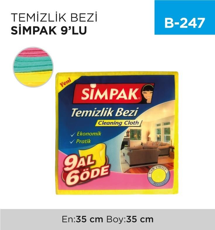 SİMPAK & ERSAN 9 LU SARI TEMİZLİK BEZİ MC. CLEANER