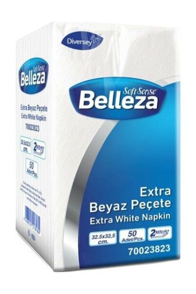 BELLEZA extra beyaz GARSON KATLAMA koli:24 pk 32,5*32,5 cm pk:50 AD. 1/8 katlama  DİVERSEY 70023823