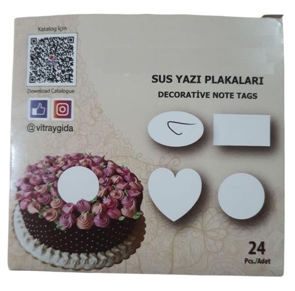 GOFRET PASTA ÜSTÜ YAZI PLAKASI KALPLİ PK:24 LÜ
