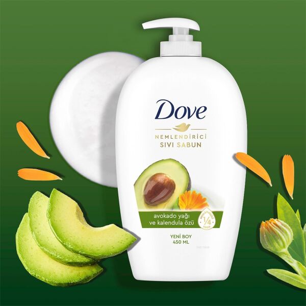 DOVE 450 ML AVAKADO YAĞI VE KALENDULA ÖZÜ NEMLENDİRİCİ SIVI SABUN