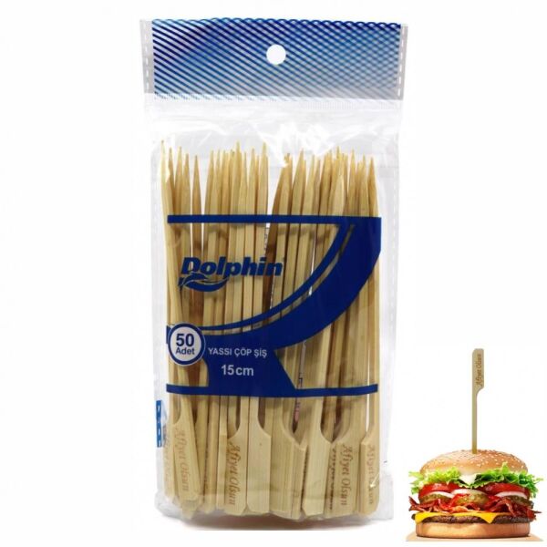 DOLPHİN ÇÖP ŞİŞ YASSI 15 CM. 50 Lİ AFİYET OLSUN YAZILI