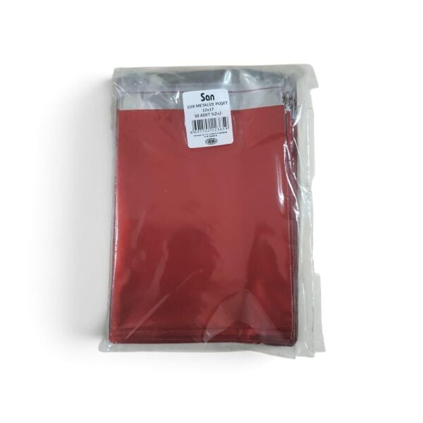 SAN LÜKS BANTLI METALIZE POSET 12*17 PK:50 Lİ KIRMIZI & GOLD & GÜMÜŞ